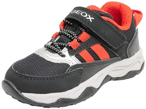 Geox J CALCO Boy A Sneaker, Black/RED, 34 EU von Geox