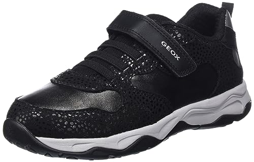 Geox J CALCO Girl A Sneaker, Black/DK Silver, 28 EU von Geox