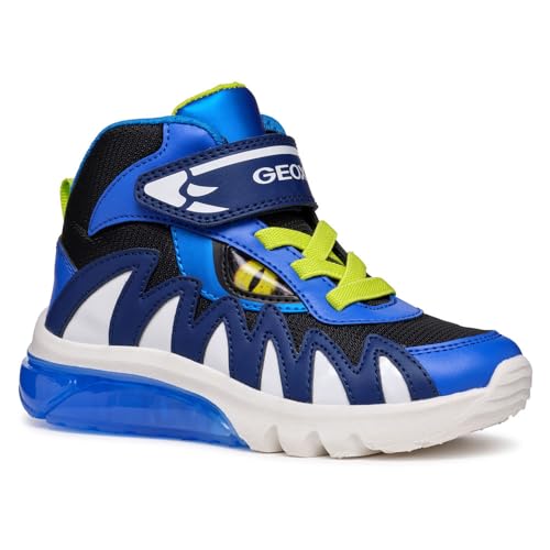 Geox J CIBERDRON Boy D Sneaker, Navy/Lime, 33 EU von Geox