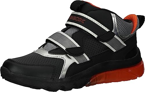 Geox J CIBERDRON Boy Sneaker, Black/ORANGE von Geox