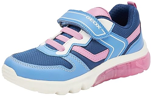 Geox J CIBERDRON Girl Sneaker, Navy/PINK, 34 EU von Geox