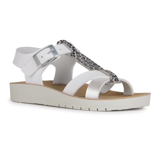 Geox J COSTAREI GI Sandal, White/Silver, 29 EU von Geox