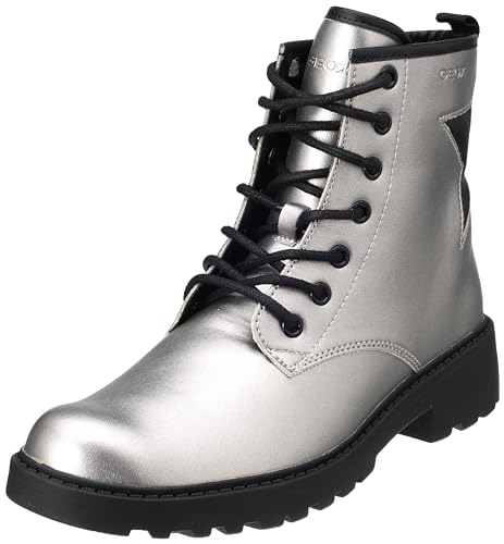 Geox J Casey Girl Ankle Boot, DK Silver/Black, 29 EU von Geox