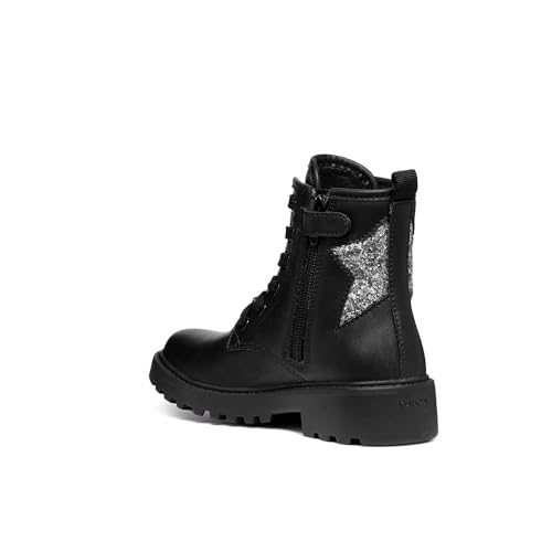 Geox J Casey Girl G Ankle Boot, Black/DK Silver, 38 EU Geox J Casey Girl G Ankle Boot, Black/DK Silver, 38 EU von Geox