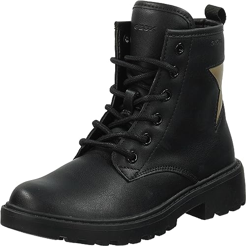 Geox J Casey Girl G Ankle Boot, Black/Platinum, 30 EU von Geox
