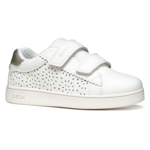 Geox J ECLYPER Girl A Sneaker, White/Platinum, 36 EU von Geox