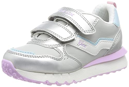 Geox J FASTICS Girl Sneaker, LT Grey/Aqua, 34 EU von Geox