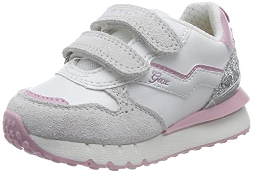 Geox J FASTICS Girl Sneaker, Off White/PINK, 34 EU von Geox