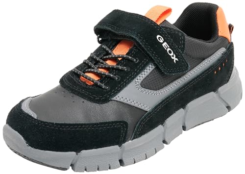 Geox J FLEXYPER Boy A Sneaker, Black/ORANGE, 36 EU von Geox