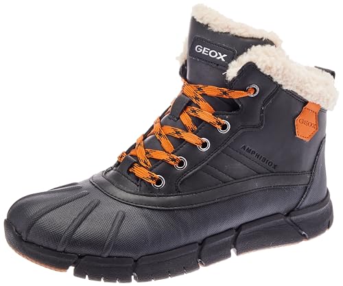 Geox J FLEXYPER Boy B ABX Ankle Boot, Black/ORANGE, 33 EU von Geox