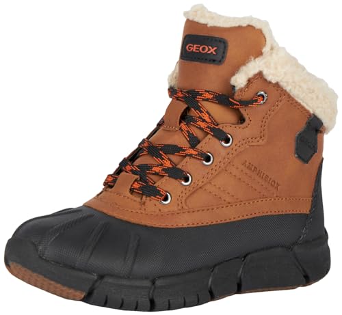 Geox J FLEXYPER Boy B ABX Ankle Boot, Cognac/Black, 28 EU von Geox