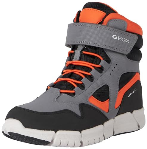 Geox J FLEXYPER Boy B ABX Ankle Boot, Grey/ORANGE, 30 EU von Geox