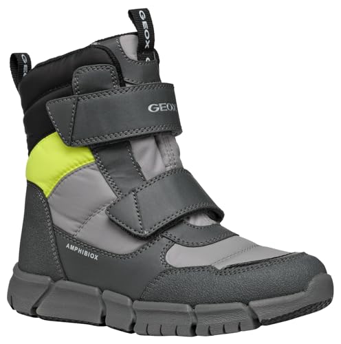 Geox J Flexyper Boy B Abx Ankle Boot, Grey/FLUOYELLOW, 40 EU von Geox