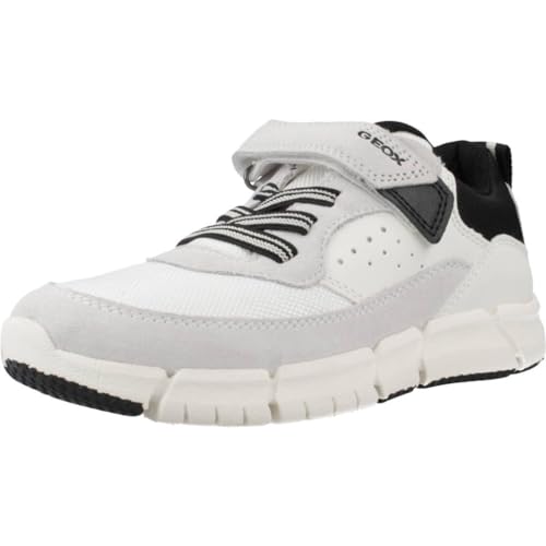 Geox J FLEXYPER Boy Sneaker, White/Black, 28 EU Schmal von Geox