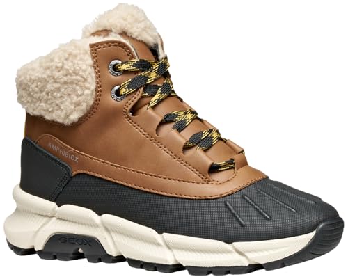 Geox J FLEXYPER Plus Boy Ankle Boot, Brown/Yellow, 34 EU von Geox