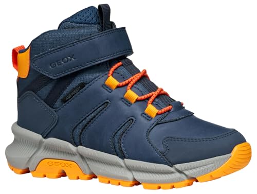 Geox J FLEXYPER Plus Boy Ankle Boot, Denim/ORANGE, 36 EU von Geox