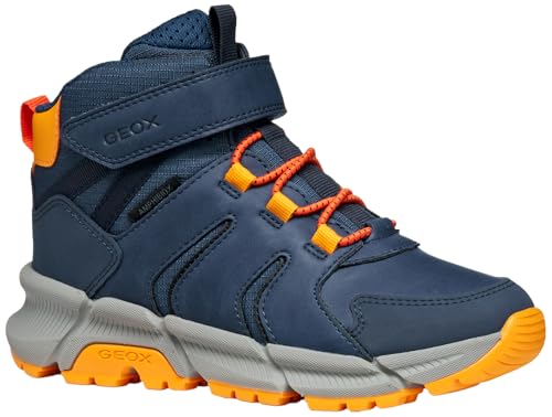 Geox J FLEXYPER Plus Boy Ankle Boot, Denim/ORANGE, 38 EU von Geox