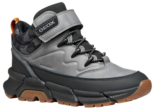 Geox J FLEXYPER Plus Boy Ankle Boot, Grey/Black, 37 EU von Geox