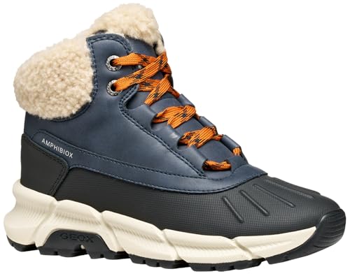 Geox J FLEXYPER Plus Boy Ankle Boot, Navy/DK ORANGE, 31 EU von Geox