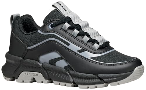 Geox J FLEXYPER Plus Boy Sneaker, Black/Grey, 34 EU von Geox