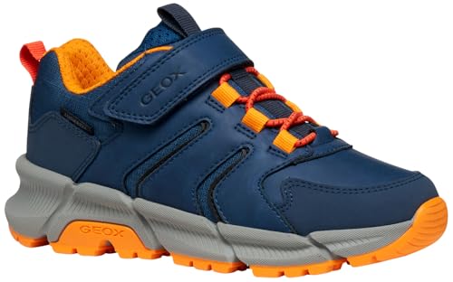 Geox J FLEXYPER Plus Boy Sneaker, Denim/ORANGE, 37 EU Geox J FLEXYPER Plus Boy Sneaker, Denim/ORANGE, 37 EU von Geox