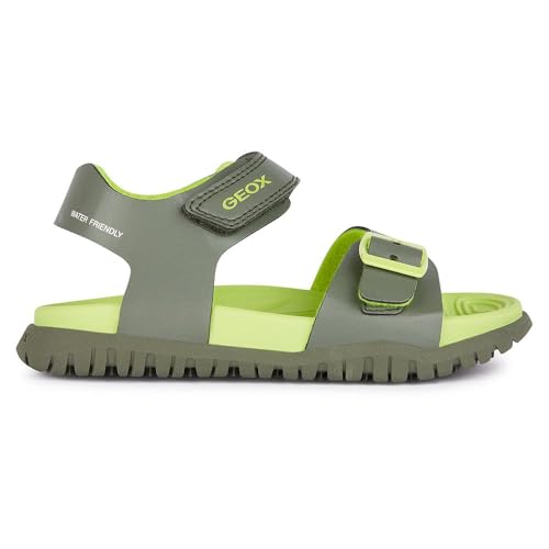 Geox J FUSBETTO BO Sandal, Military/Lime, 24 EU von Geox