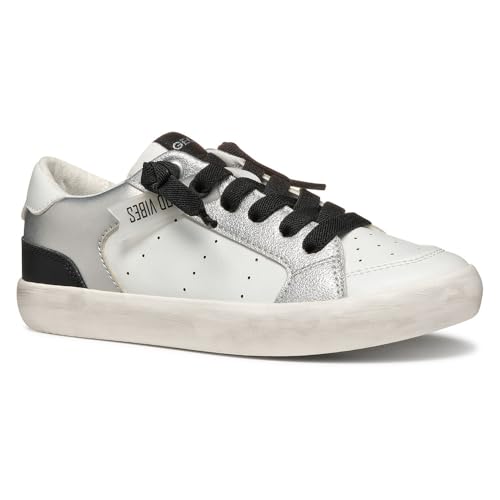 Geox J GISLI Girl A Sneaker, White/Silver, 37 EU von Geox