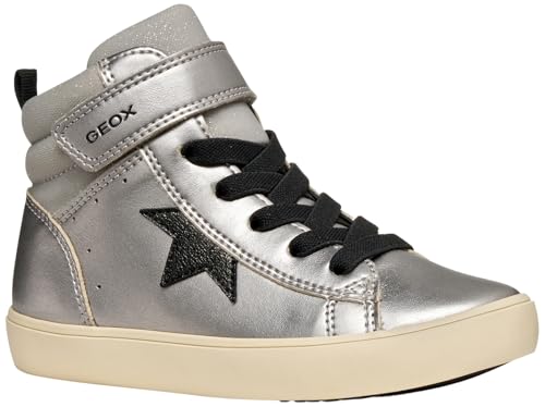 Geox J GISLI Girl Sneaker, DK Silver/Black, 32 EU von Geox