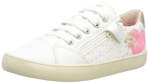 Geox J GISLI Girl Sneaker, White/DK PINK von Geox