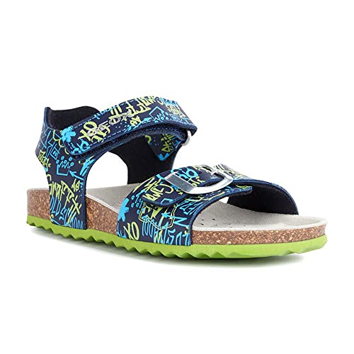 Geox J Ghita Boy Sandal, Navy/Lime, 24 EU von Geox