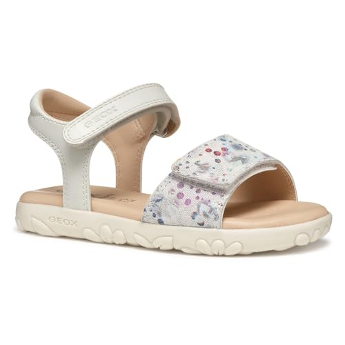 Geox J Haiti Girl Sandal, Off White/Multicolor, 33 EU von Geox