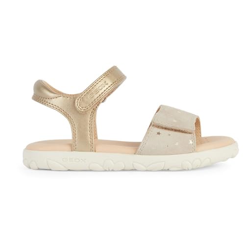 Geox J Haiti Girl Sandal, Platinum/BEIGE, 25 EU von Geox