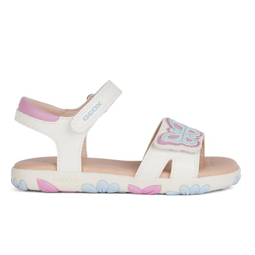 Geox J Haiti Girl Sandal, White/DK PINK, 32 EU von Geox