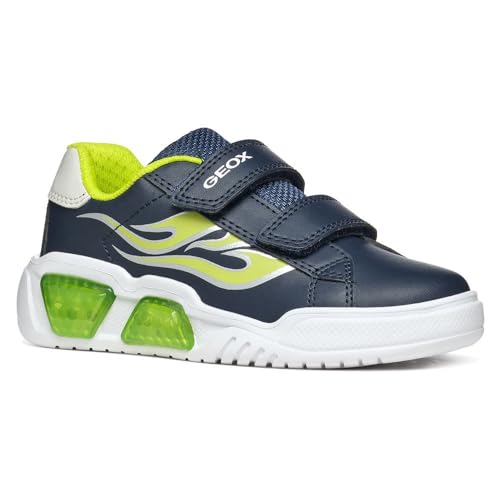 Geox J ILLUMINUS Boy A Sneaker, Navy/Lime, 25 EU von Geox