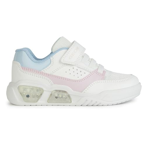 Geox J ILLUMINUS Girl A Sneaker, White/PINK, 27 EU von Geox