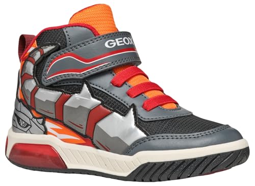 Geox J INEK Boy C Sneaker, DK Grey/ORANGE, 31 EU von Geox