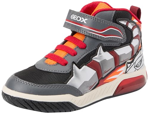 Geox J INEK Boy C Sneaker, DK Grey/ORANGE, 38 EU von Geox
