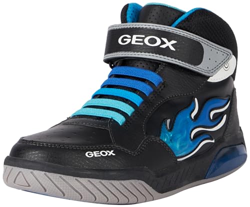 Geox J INEK Boy Sneaker, Black/LT Blue von Geox