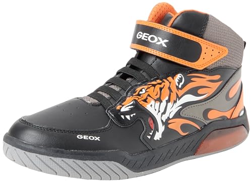 Geox J INEK Boy Sneaker, Black/ORANGE, 34 EU von Geox