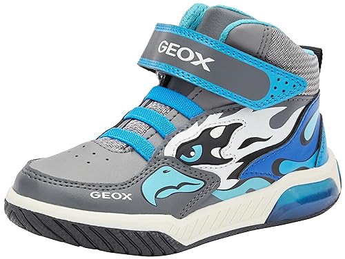 Geox J INEK Boy Sneaker, Grey/LT Blue, 29 EU von Geox