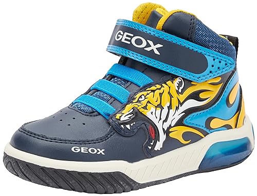 Geox J INEK Boy Sneaker, Navy/Yellow, 36 EU von Geox