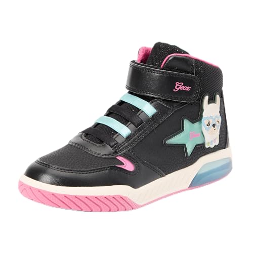 Geox J INEK Girl C Sneaker, Black/Aqua, 28 EU von Geox