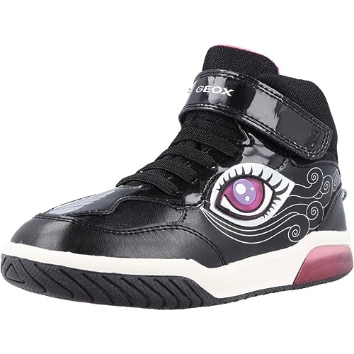 Geox J INEK Girl Sneaker, Black/Fuchsia, 30 EU von Geox