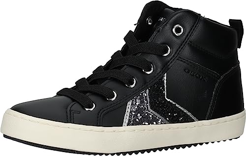 Geox J Kalispera Girl B Sneaker, Black/DK Silver, 26 EU von Geox