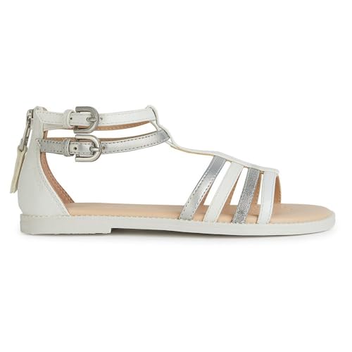 Geox J Karly Girl Sandal, White/LT Silver, 31 EU von Geox