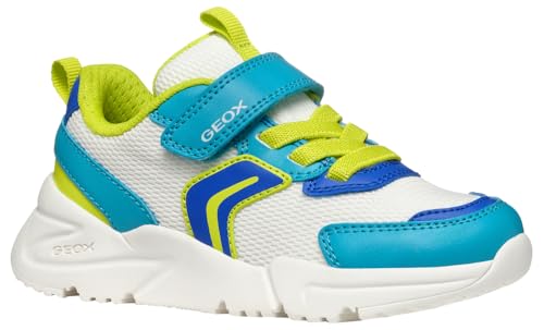 Geox J Loftus Boy B Sneaker, White/Turquoise, 24 EU von Geox