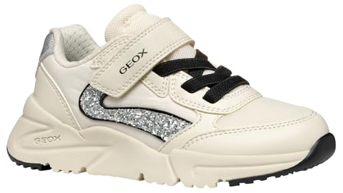 Geox J Loftus Girl A Sneaker, Lt Ivory/Silver, 33 EU von Geox