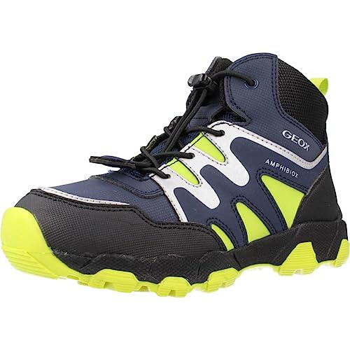 Geox Herren J MAGNETAR Boy B ABX Sneaker, Navy/Lime, 37 EU von Geox