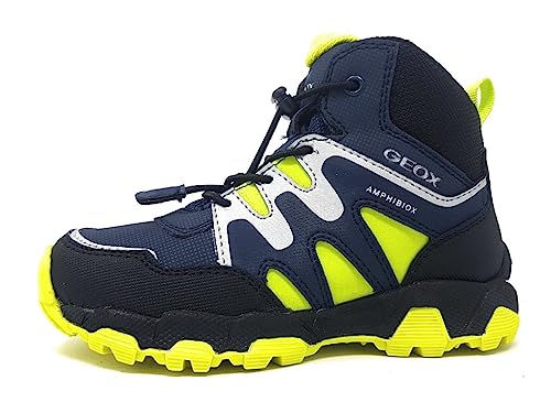 Geox Jungen J MAGNETAR Boy B ABX Sneaker, Navy/Lime von Geox
