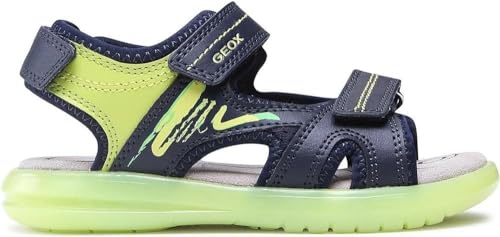 Geox J MARATEA Boy Sandal, Navy/Lime Green, 27 EU von Geox